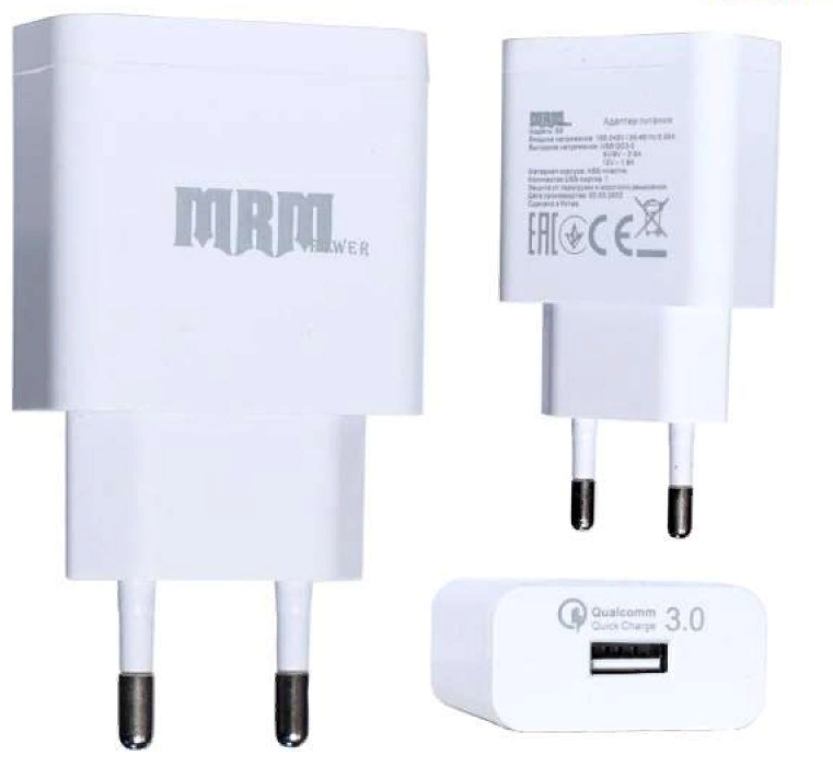 Сетевое зарядное устройство с USB MRM Power Q.C 3.0 S9 (Белый)