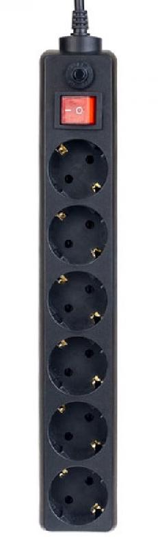 Perfeo сетевой фильтр "POWER+", 5,0м, 6 розеток, черный (PF-PP-6/5,0-B)