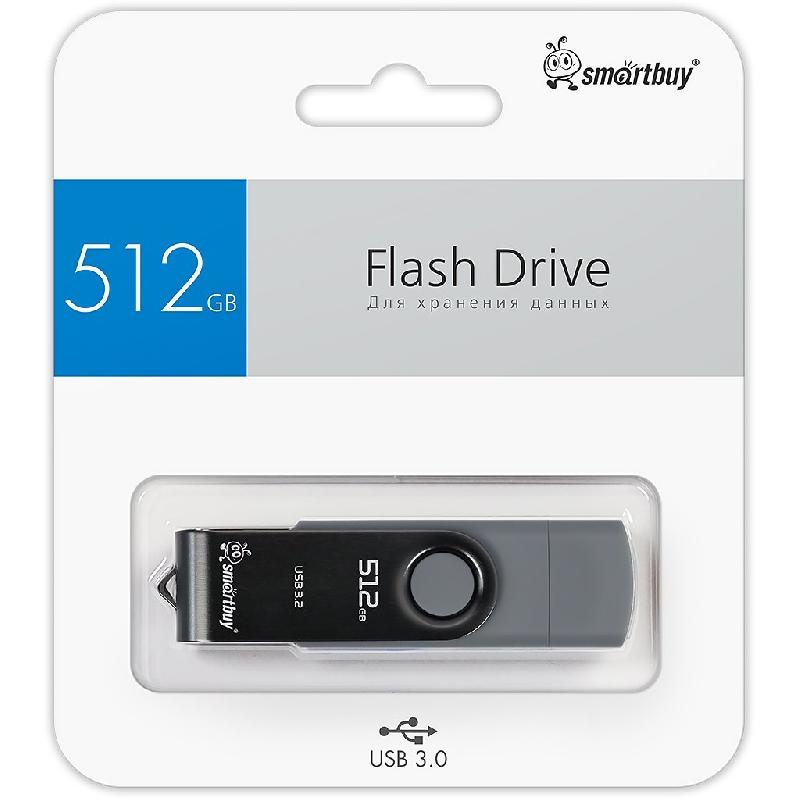 USB 3.0/3.1 накопитель Smartbuy 512 ГБ серия Twist Dual Чёрный/Cерый Type-C/Type-A (SB512GB3DUOTWK)