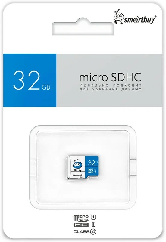 micro SDHC карта памяти Smartbuy 032 ГБ UHS-1, серия Blue, без адаптеров