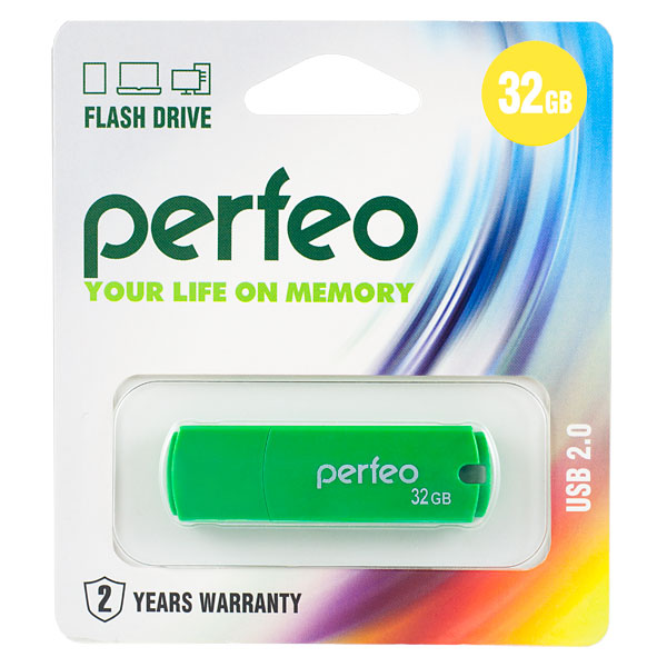 Накопитель USB Flash  32GB Perfeo C05 (Зеленый)