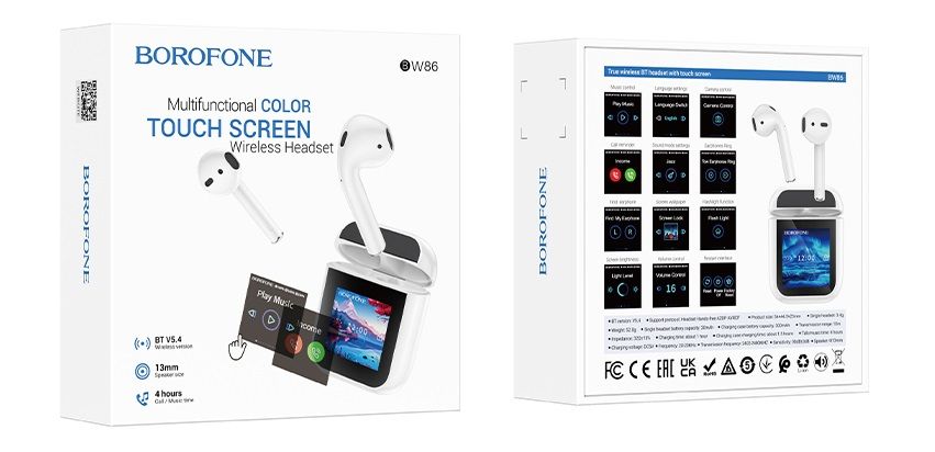 Наушники внутриканальные Borofone BW86, Brocade, Bluetooth, цвет: белый