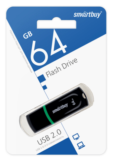 Накопитель USB Flash 64GB 2.0  SmartBuy Paean (Чёрный)