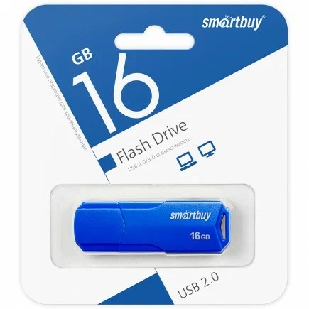 USB 2.0 накопитель Smartbuy 016 ГБ серия Clue Синий (SB16GBCLU-BU)