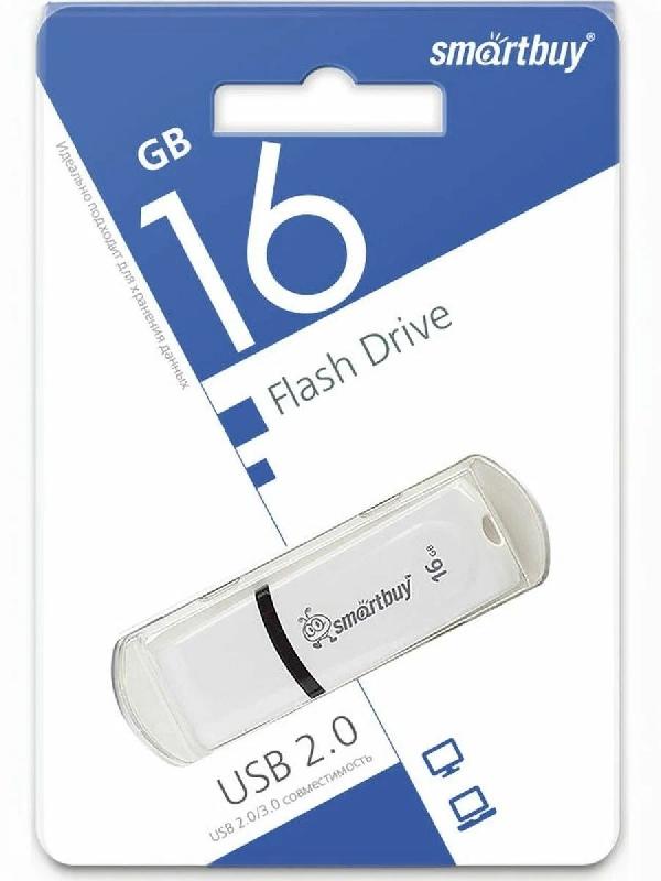 USB 2.0 накопитель Smartbuy 016 ГБ серия Crown Белый (SB16GBCRW-W)