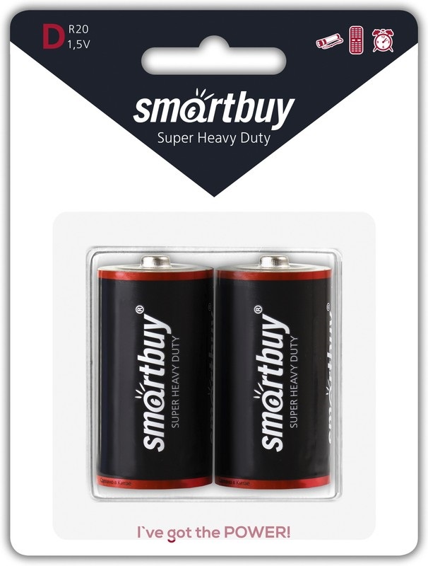 Батарейка солевая Smartbuy R20/2B (12/96) (SBBZ-D02B)