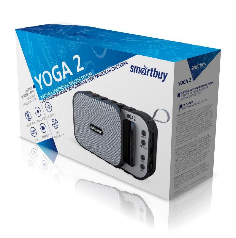 Колонка портативная Smartbuy YOGA 2, 5Вт, Bluetooth, Фонарь, MP3, FM-радио