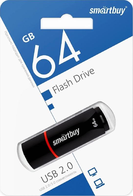 USB 2.0 накопитель Smartbuy 064 ГБ серия Crown Чёрный (SB64GBCRW-K)