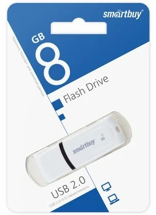 USB 2.0 накопитель Smartbuy 008 ГБ серия Paean Белый (SB8GBPN-W)