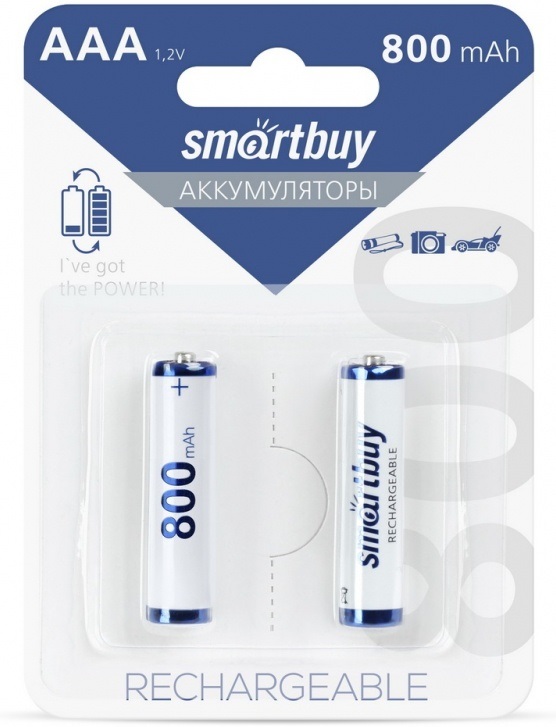 Аккумулятор NiMh Smartbuy AAA/2BL 800 mAh (24/240) (SBBR-3A02BL800)