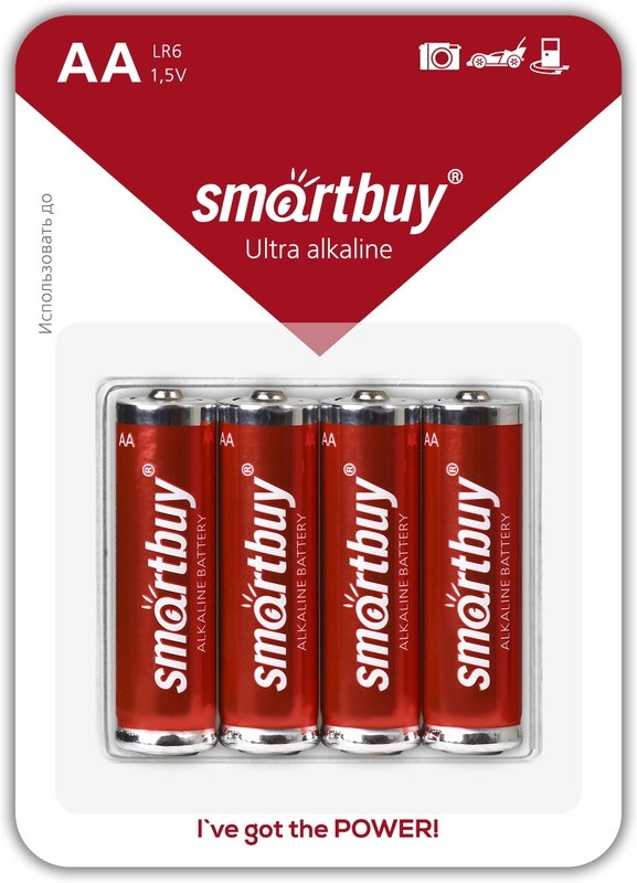 Батарейка алкалиновая Smartbuy LR6/4B (48/480) (SBBA-2A04B)