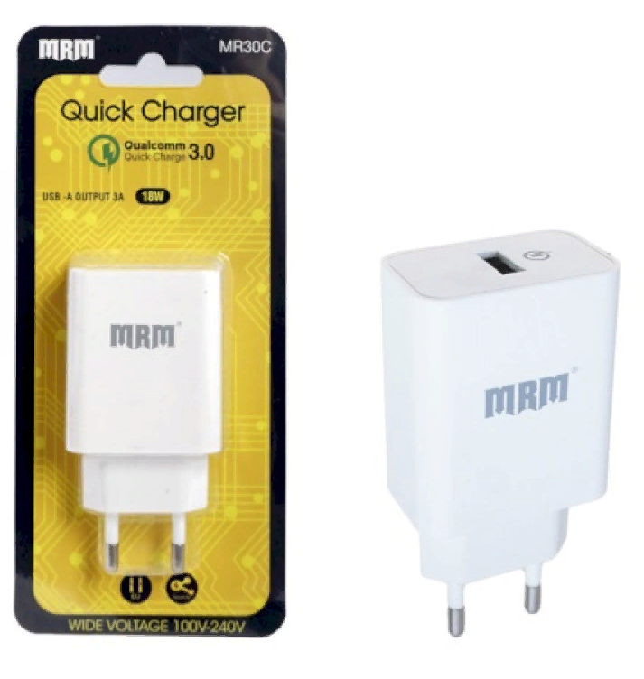 Сетевое зарядное устройство &quot;MRM&quot; MR30 USB, 3.1 A быстрая зарядка, QC3.0 (Белый)