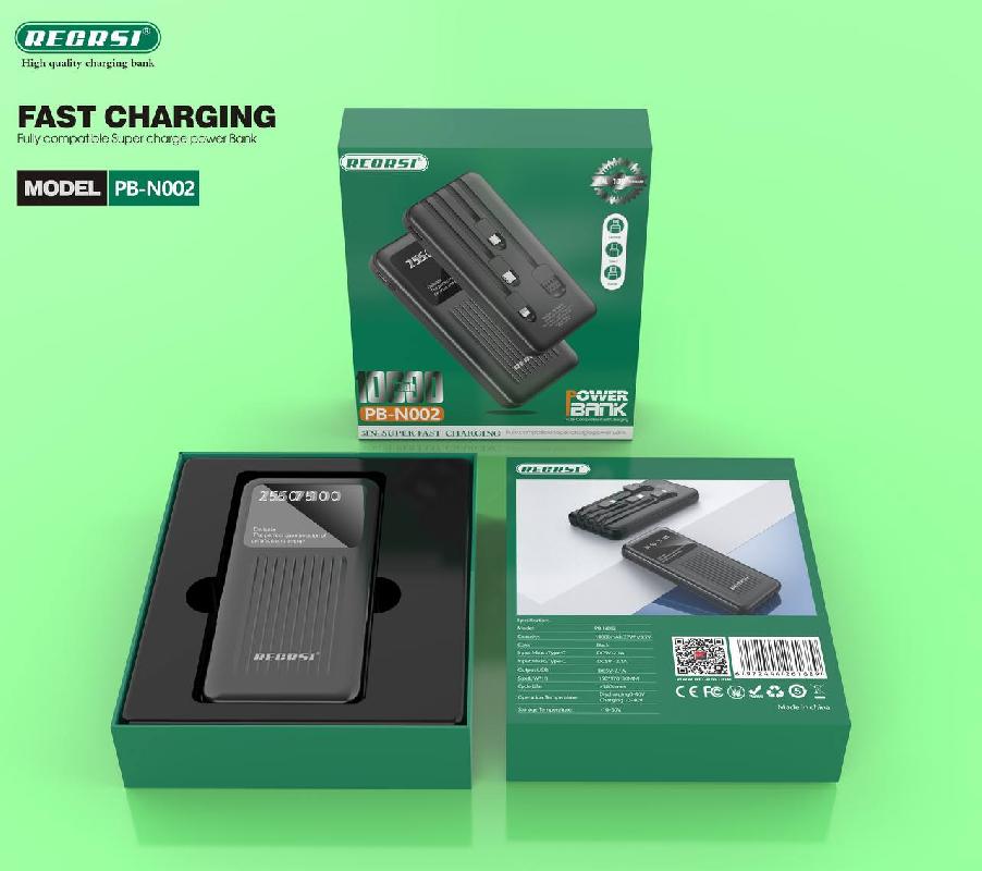 Портативный аккумулятор RECRSI PB-N002 10 000 mAh (Чёрный)