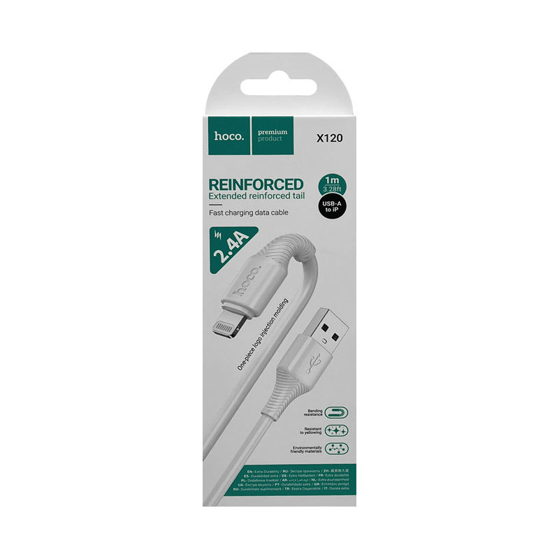 Кабель lightning 5/5S/6/6S 8 pin, HOCO X120, 1 метр (Белый)