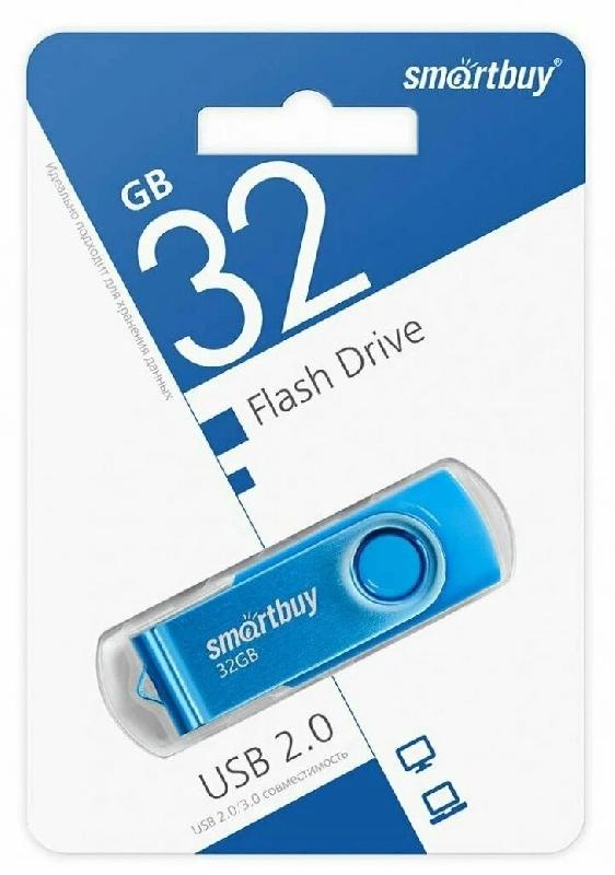 USB 2.0 накопитель Smartbuy 032 ГБ серия Twist Синий (SB032GB2TWB)