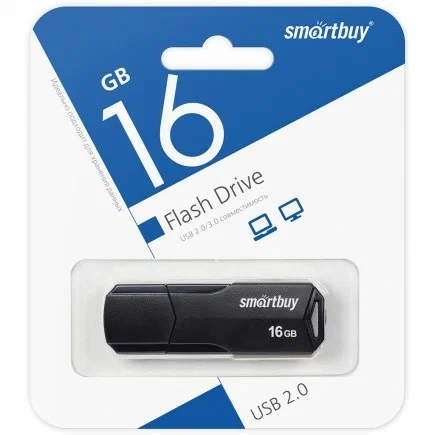 USB 2.0 накопитель Smartbuy 016 ГБ серия Clue Чёрный (SB16GBCLU-K)