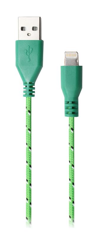 Кабель lightning 5S текстильный (пластиковый наконечник) (Зеленый)