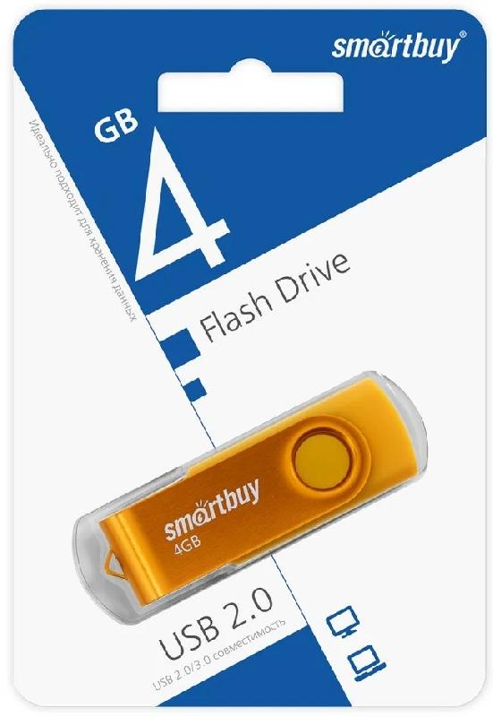 USB 2.0 накопитель Smartbuy 004 ГБ серия Twist Жёлтый (SB004GB2TWY)