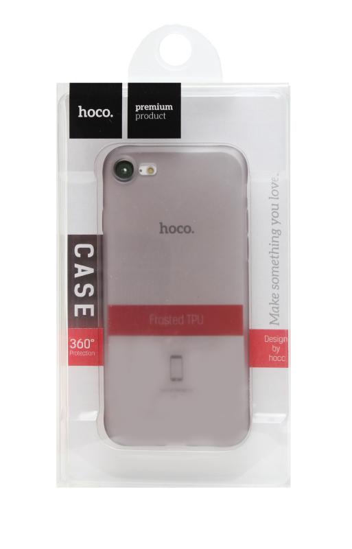 Силиконовый чехол hoco для IPhone 7  ультратонкий, прозрачный (в упаковке)  (Чёрный, 0798)