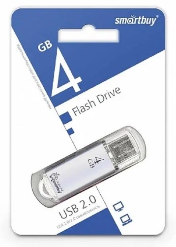 USB 2.0 накопитель Smartbuy 004 ГБ серия V-Cut Серебро (SB4GBVC-S)
