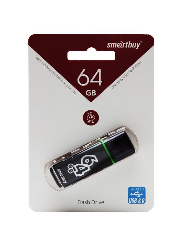 Накопитель USB Flash 64GB 2,0 SmartBuy Glossy (Чёрный)