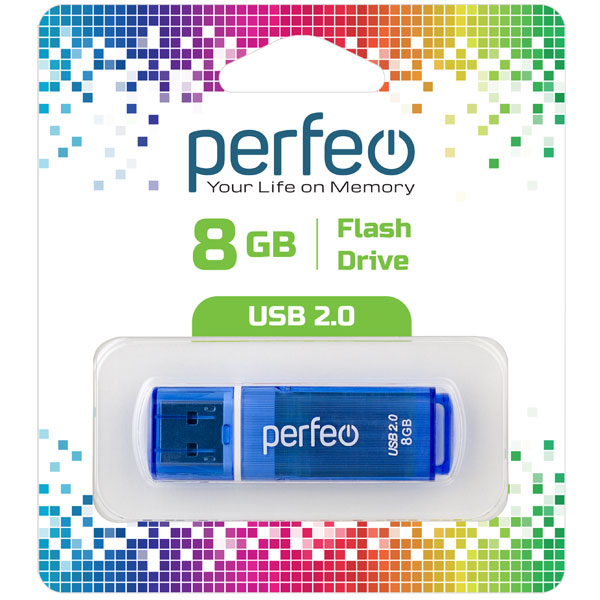 Накопитель USB Flash  8GB Perfeo C13 (Синий)