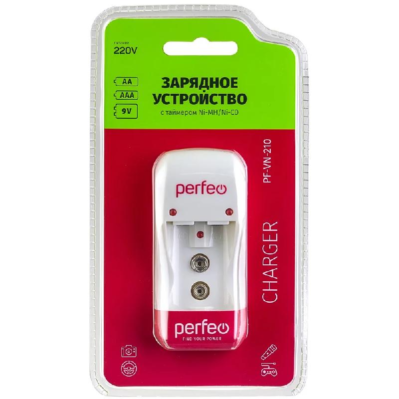 Perfeo зарядное устройство PF-VN-210 Ni-MH/CD, 220V, 2 слота, AA/AAA/9V, таймер (|PF_B4035)