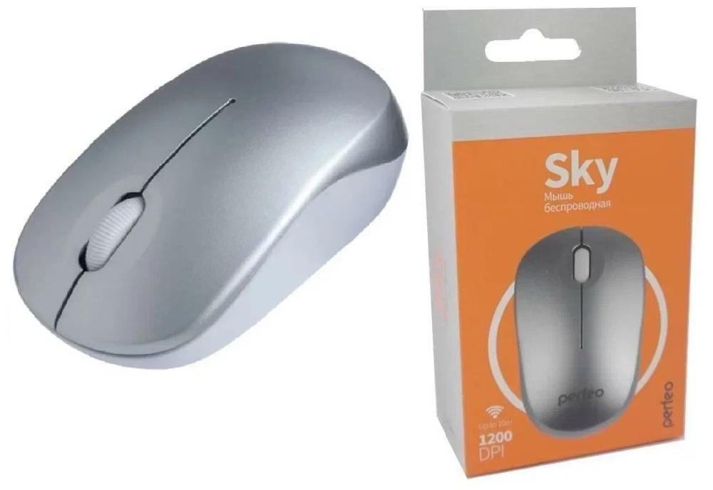 Perfeo мышь беспров., оптич. "SKY", 3 кн, DPI 1200, USB, серебр.