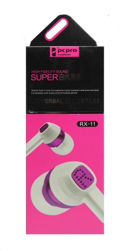 Наушники MP3 SUPER BASS RX-11 микрофон+ рег.басов   (упаковка-бокс) плоский шнур (Красный)