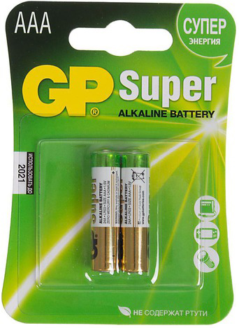Батарейка алкалиновая GP LR03/2BL AAA Super (2 шт. в блистере)
