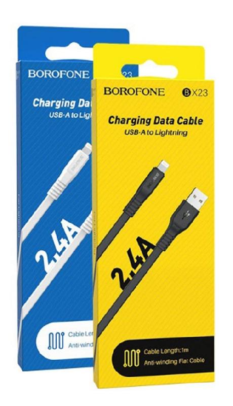 Кабель USB - 8 pin Borofone BX23 Wide power, 1.0м, 2.4A, цвет: белый