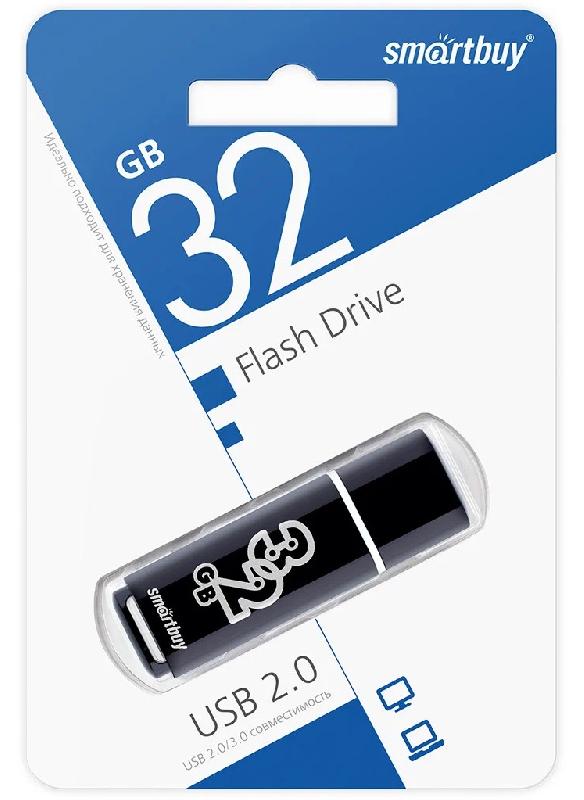 USB 2.0 накопитель Smartbuy 032 ГБ серия Glossy Чёрный (SB32GBGS-K)