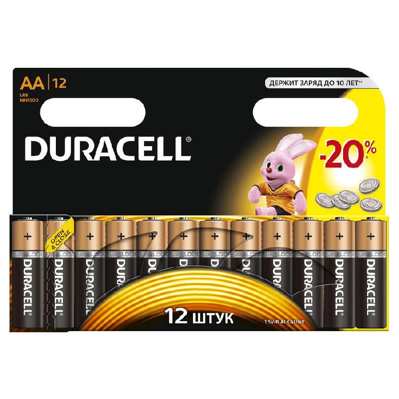 Батарейка алкалиновая Duracell LR6/12 BL AA  (12 шт. в упаковке)