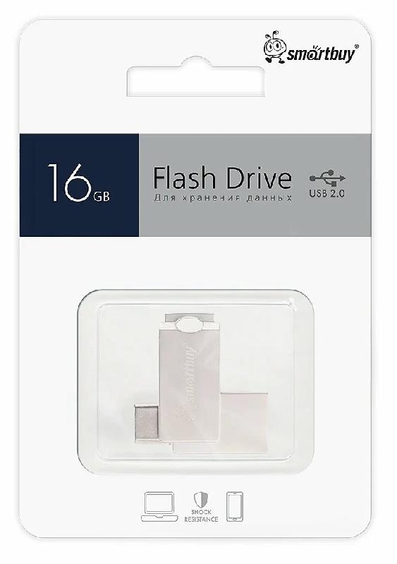 USB 2.0 накопитель Smartbuy 016 ГБ серия MC25 Dual Type-C/Type-A (SB16GBMC25)