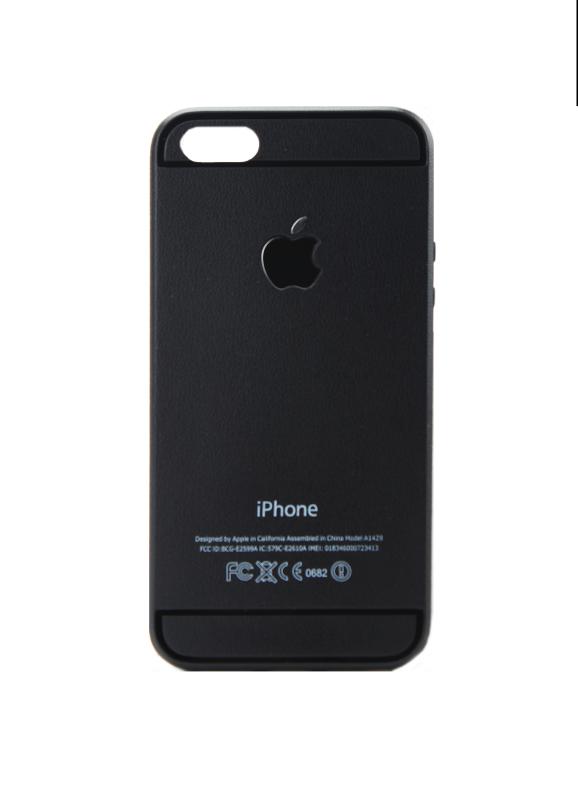 Силиконовый чехол для iPhone 5/5S c логотипом  (цветной) (Чёрный)