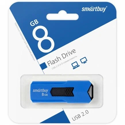 USB 2.0 накопитель Smartbuy 008 ГБ серия Stream Синий (SB8GBST-B)