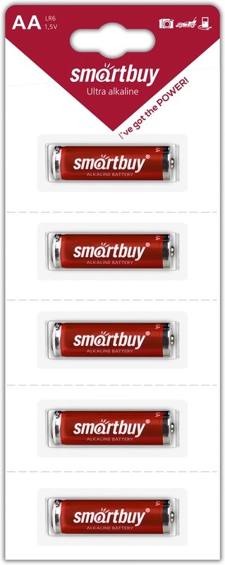 Батарейка алкалиновая Smartbuy LR6/5B strip (60/600) (SBBA-2A05B)