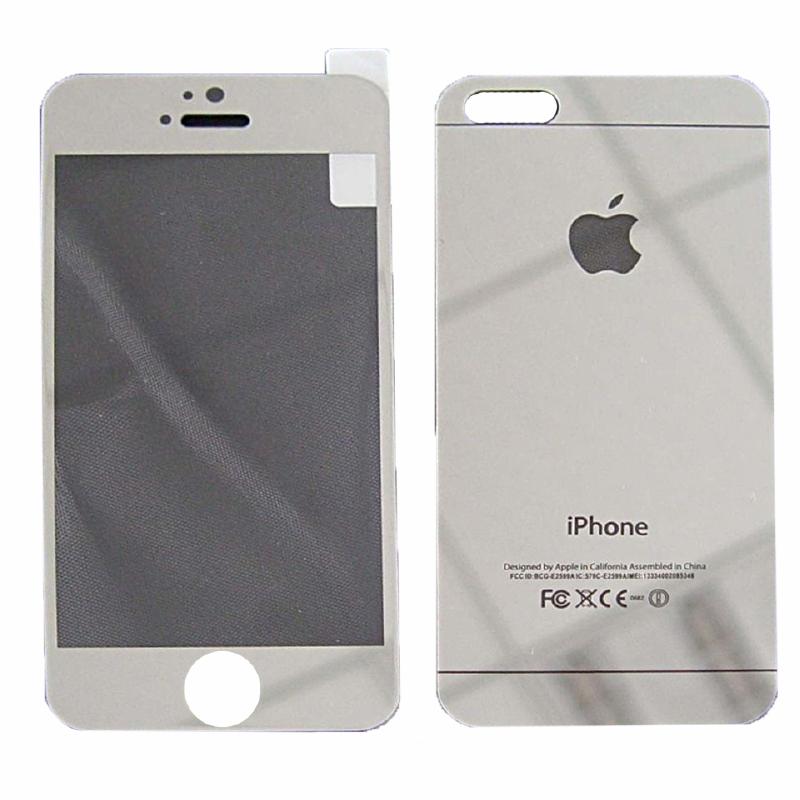 Защитное стекло на экран I-Phone 5S, 3D  2 в1 матовое  (упаковка - пластик) (Серебро)