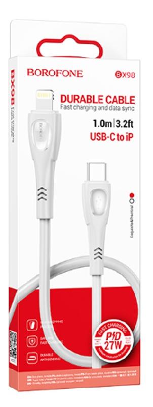 Кабель Type-C - 8 pin Borofone BX98 Superior Series Fast Charging, 1.0м, PD 27Вт, цвет: серый