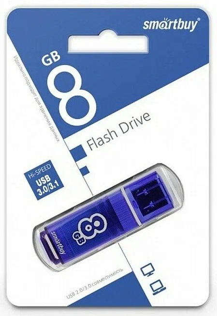 USB 3.0/3.1 накопитель Smartbuy 008 ГБ серия Glossy series Тёмно-Синий (SB8GBGS-DB)