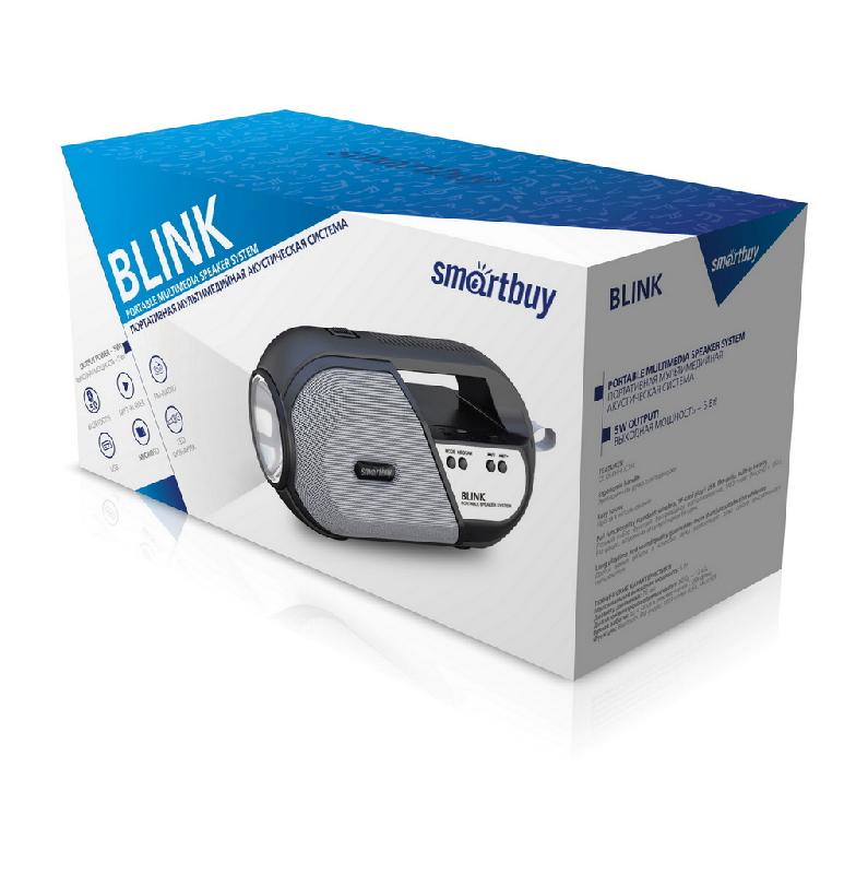 Колонка портативная Smartbuy BLINK, 5Вт, Фонарь, Bluetooth, MP3, FM-радио,