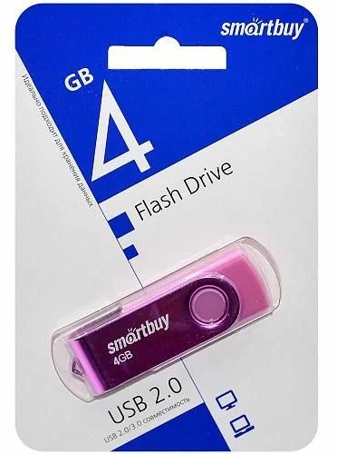 USB 2.0 накопитель Smartbuy 004 ГБ серия Twist Розовый (SB004GB2TWP)