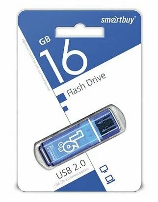USB 2.0 накопитель Smartbuy 016 ГБ серия Glossy Синий (SB16GBGS-B)