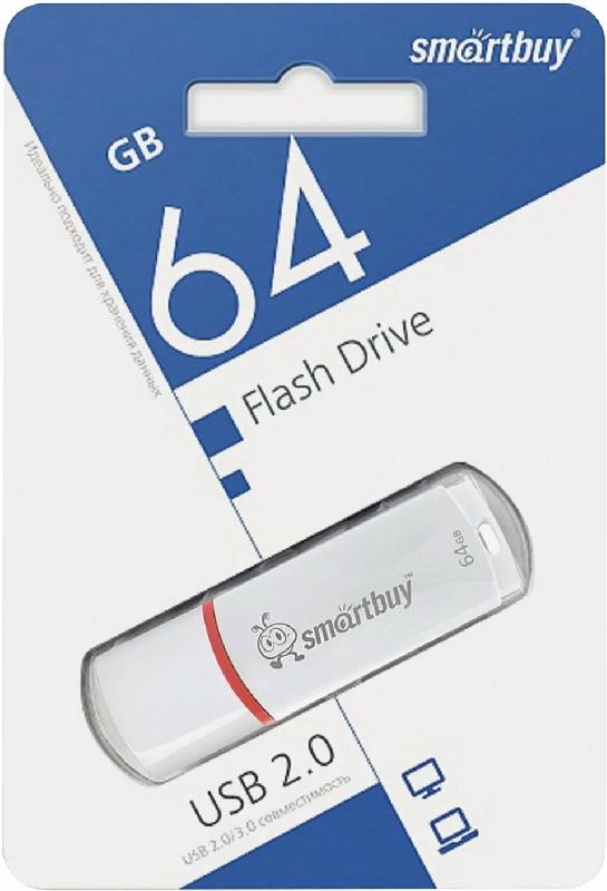 USB 2.0 накопитель Smartbuy 064 ГБ серия Crown Белый (SB64GBCRW-W)