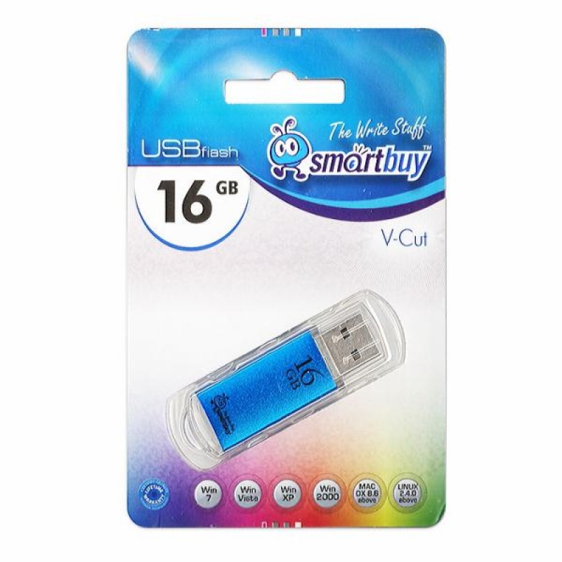 Накопитель USB Flash 16GB SmartBuy V-Cut (Голубой)