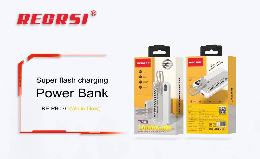 Портативный аккумулятор RECRSI RE PB036 10 000 mAh (Белый)