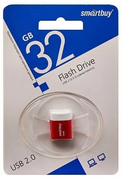 USB 2.0 накопитель Smartbuy 032 ГБ серия Lara Красный (SB32GBLARA-R)