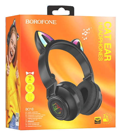 Беспроводные наушники &quot;Borofone&quot; B-018  wireless Bluetooth, AUX, micro SD с ушками (Чёрный)