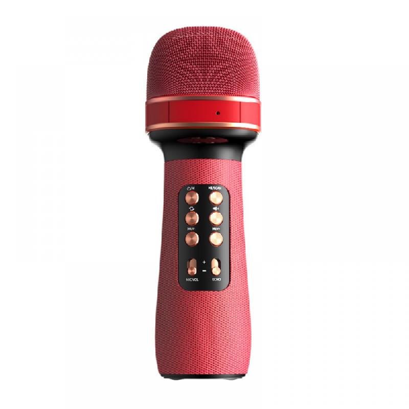 Караоке микрофон WS-898 с динамиками (Bluetooth, USB, micro USB, AUX, mic, FM) TWS (Красный)
