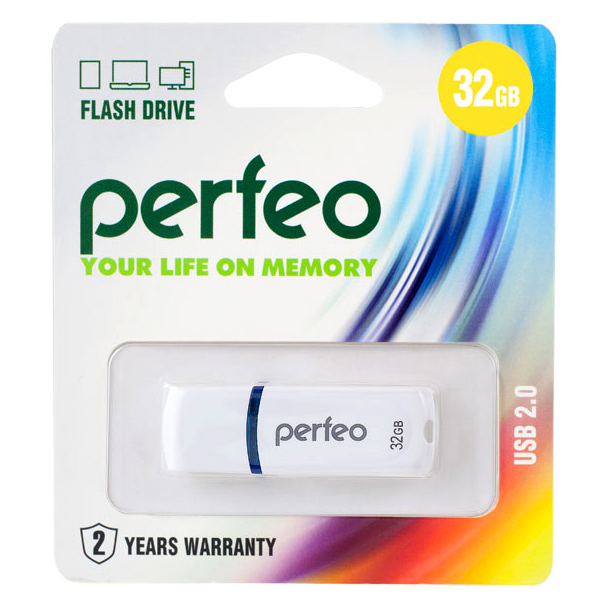 Накопитель USB Flash  32GB Perfeo C09 (Белый)
